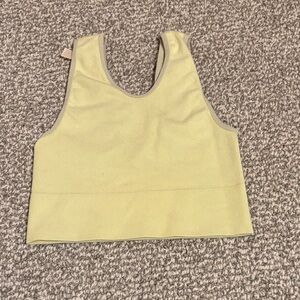 Ribbed Crop Tank Top in Pale Yellow